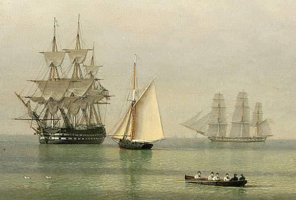 John ward of hull Warships on a calm sea